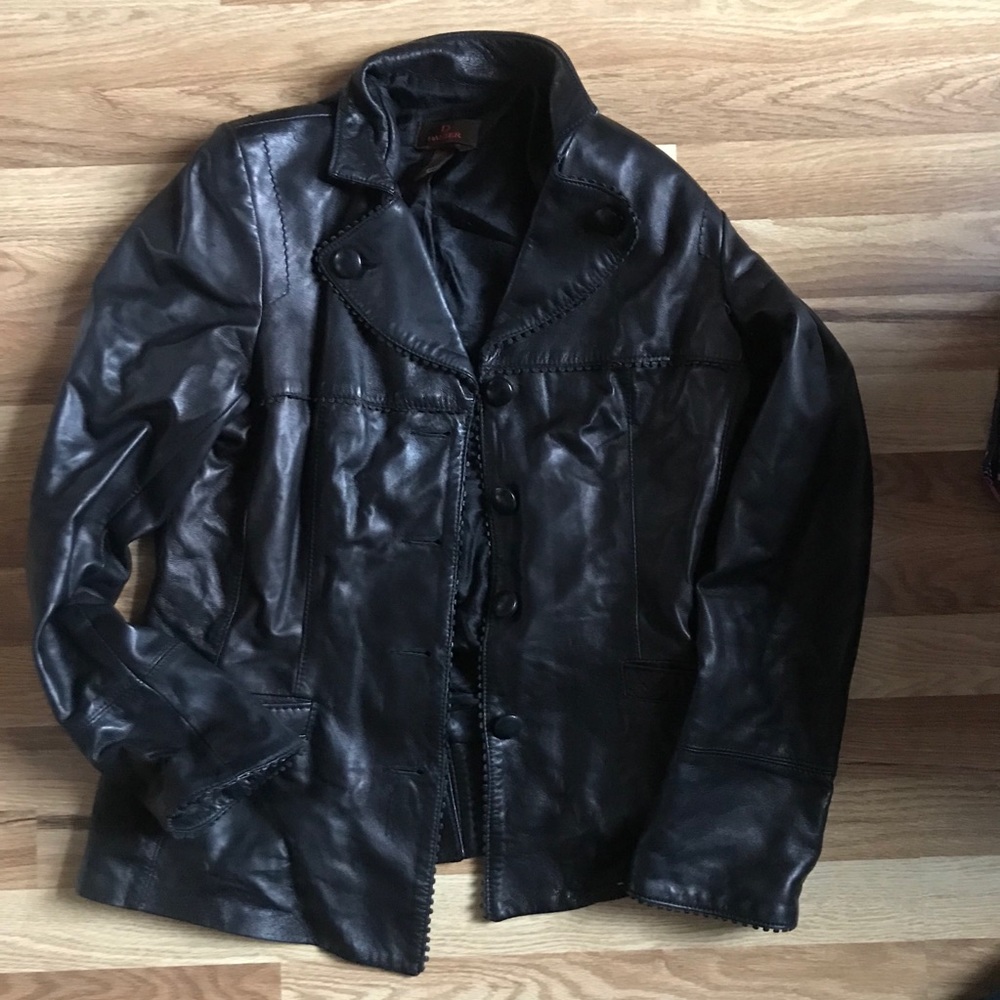 Y2K Danier Black leather jacket M